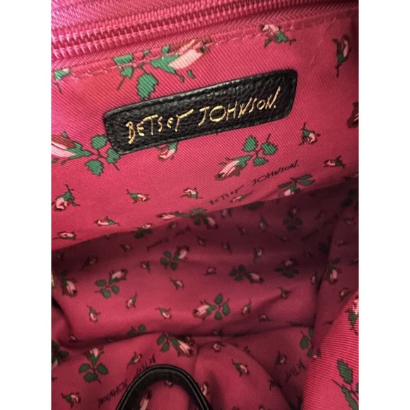 Betsy Johnson Black & White Roses Satchel Tote - Picture 11 of 13